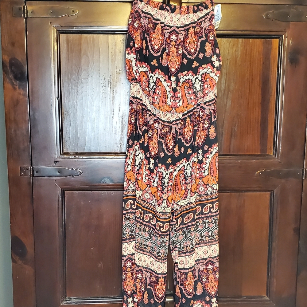 Beautiful Print Strapless‎ Pant Romper Multi Color Medium